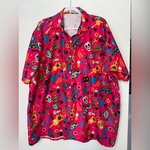 Carolina Mudcats Pink Graphic Button-Up Shirt
